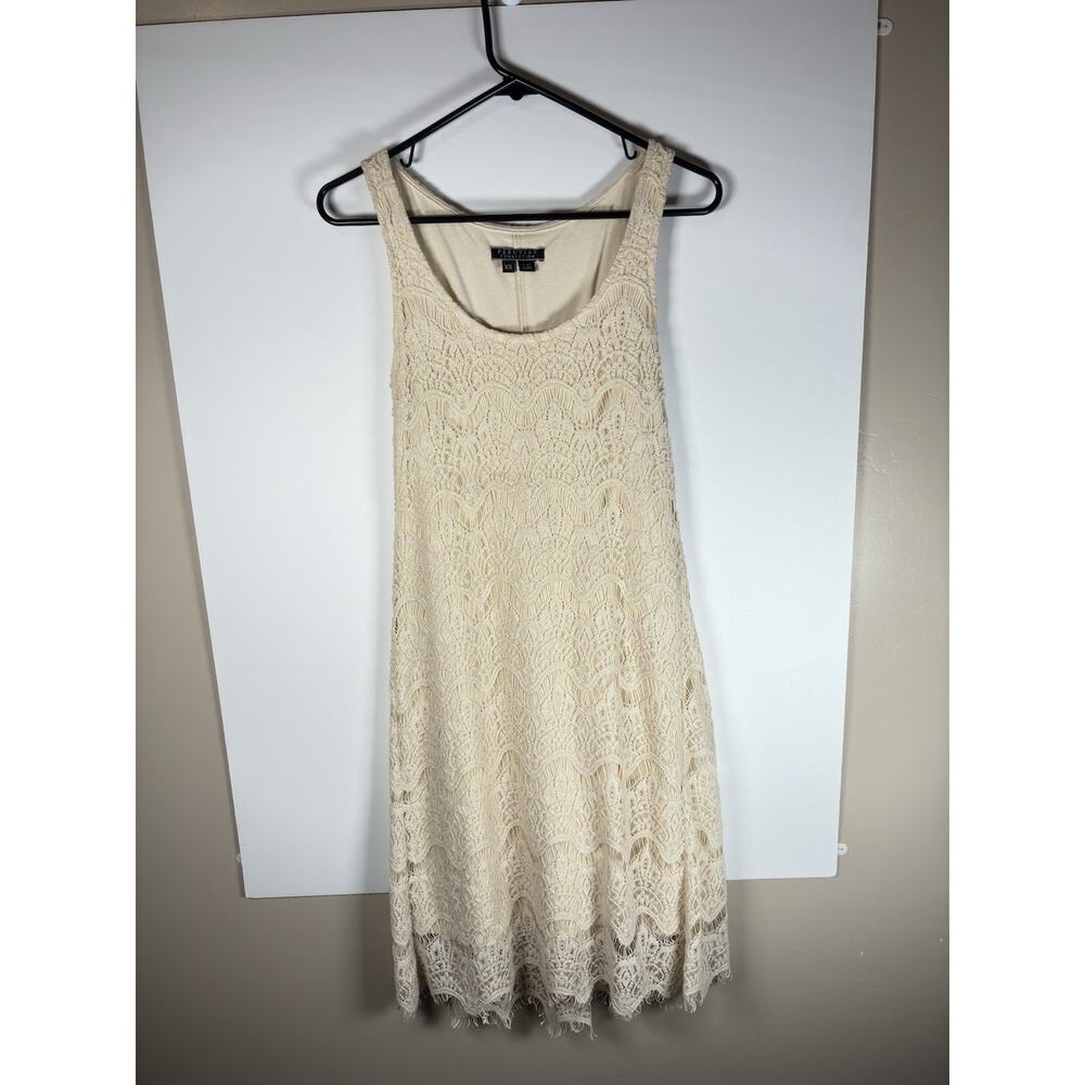 Peruvian Connection XS Ivory Crochet Lace Tank Dress Scoop Neck Boho Cottagecore